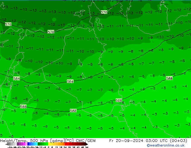 Height/Temp. 500 hPa CMC/GEM Pá 20.09.2024 03 UTC