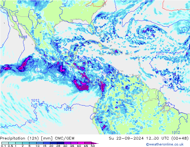 opad (12h) CMC/GEM nie. 22.09.2024 00 UTC