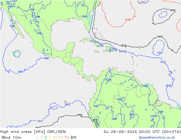 High wind areas CMC/GEM Dom 29.09.2024 00 UTC