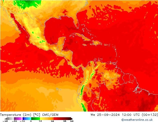 Temperature (2m) CMC/GEM We 25.09.2024 12 UTC