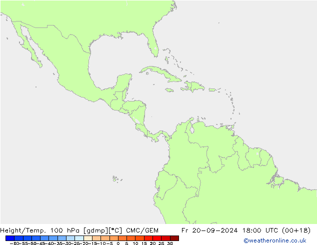 Height/Temp. 100 hPa CMC/GEM Fr 20.09.2024 18 UTC