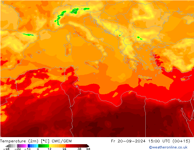 Temperatura (2m) CMC/GEM ven 20.09.2024 15 UTC