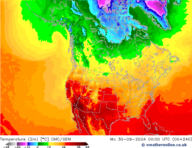 Temperature (2m) CMC/GEM Mo 30.09.2024 00 UTC