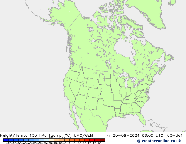 Height/Temp. 100 hPa CMC/GEM Fr 20.09.2024 06 UTC