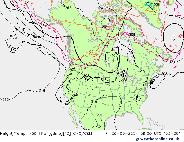 Height/Temp. 700 hPa CMC/GEM pt. 20.09.2024 09 UTC