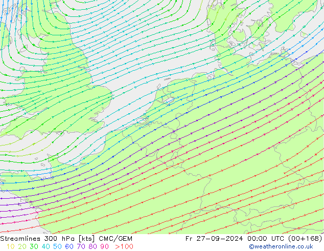 Rüzgar 300 hPa CMC/GEM Cu 27.09.2024 00 UTC