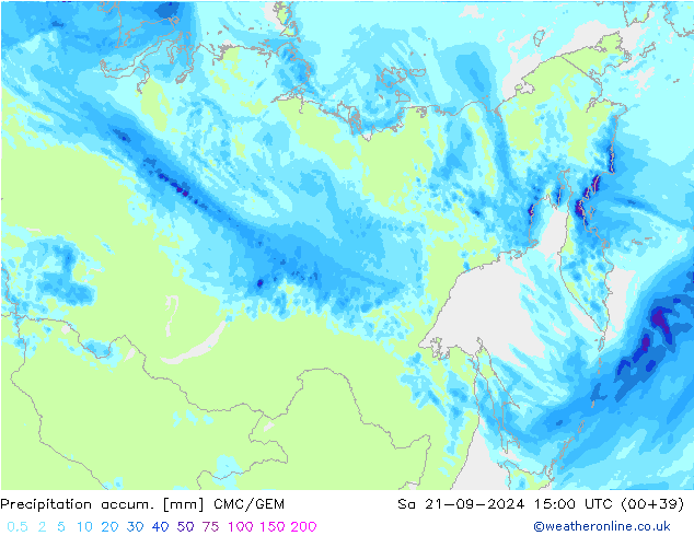 Precipitation accum. CMC/GEM  21.09.2024 15 UTC