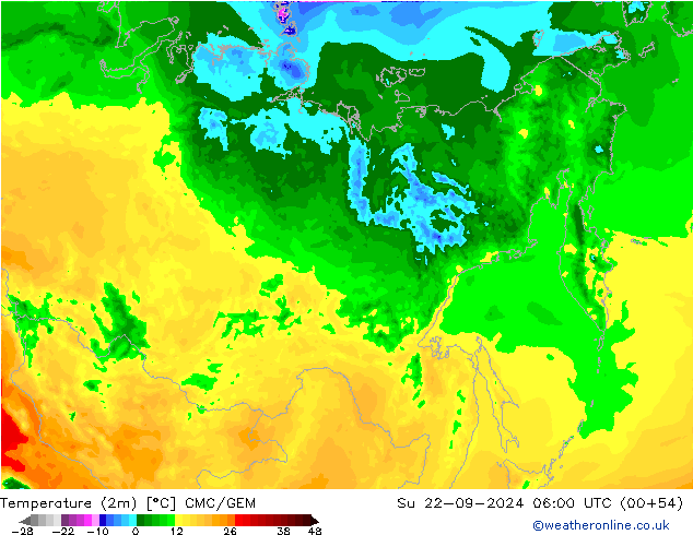 Temperature (2m) CMC/GEM Su 22.09.2024 06 UTC