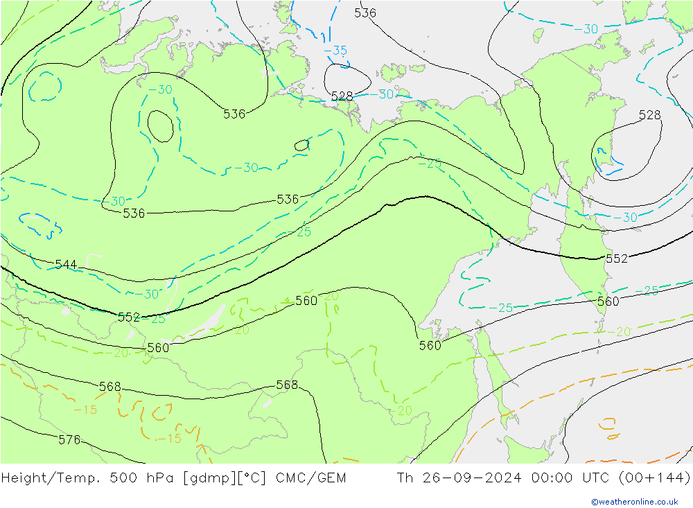 Height/Temp. 500 hPa CMC/GEM  26.09.2024 00 UTC