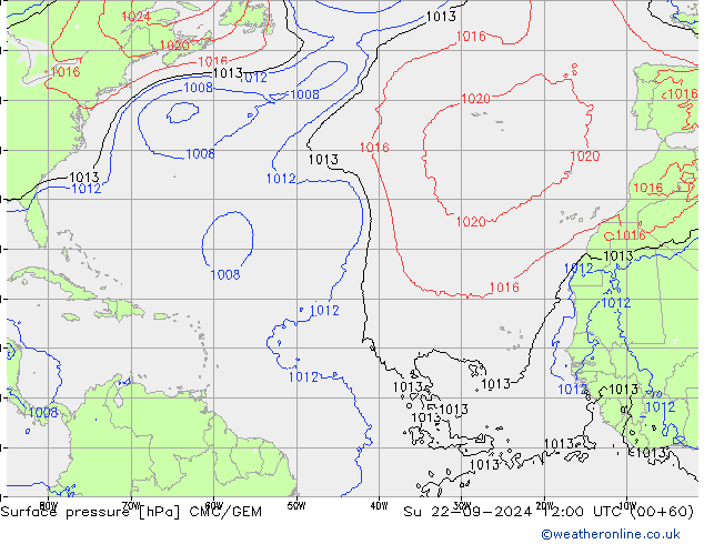 приземное давление CMC/GEM Вс 22.09.2024 12 UTC