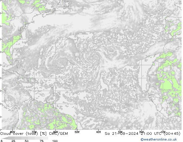 Nuages (total) CMC/GEM sam 21.09.2024 21 UTC