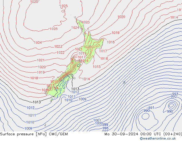 Surface pressure CMC/GEM Mo 30.09.2024 00 UTC