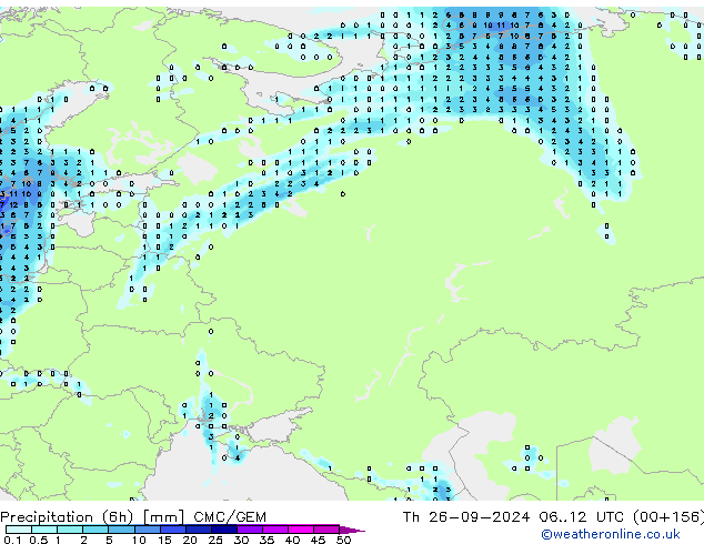 opad (6h) CMC/GEM czw. 26.09.2024 12 UTC