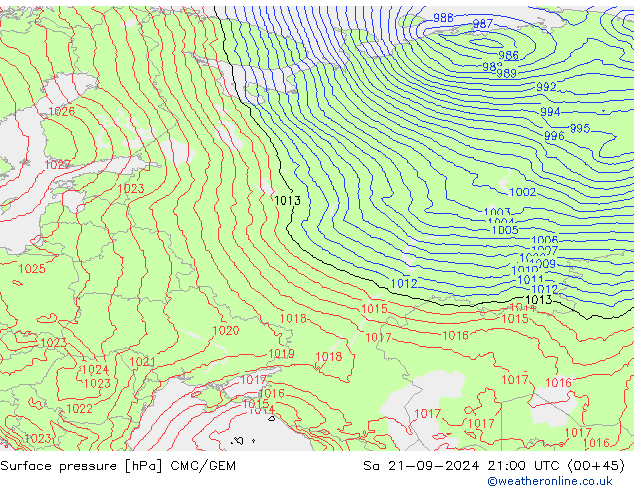 Pressione al suolo CMC/GEM sab 21.09.2024 21 UTC