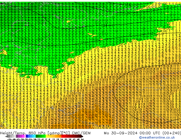 Height/Temp. 850 hPa CMC/GEM lun 30.09.2024 00 UTC