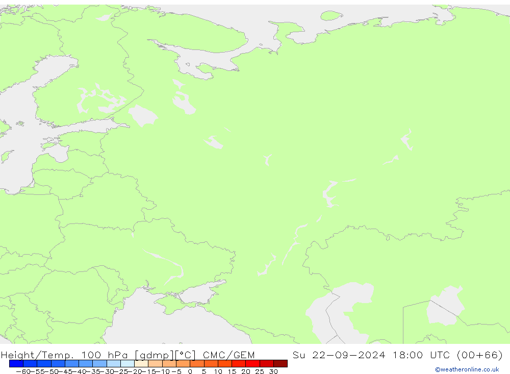 Height/Temp. 100 hPa CMC/GEM nie. 22.09.2024 18 UTC