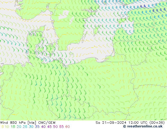 Wind 850 hPa CMC/GEM Sa 21.09.2024 12 UTC