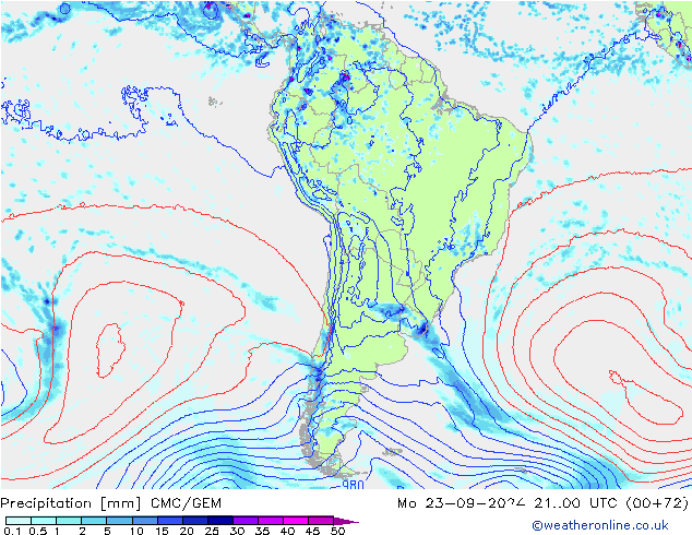 precipitação CMC/GEM Seg 23.09.2024 00 UTC