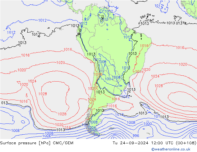 Pressione al suolo CMC/GEM mar 24.09.2024 12 UTC