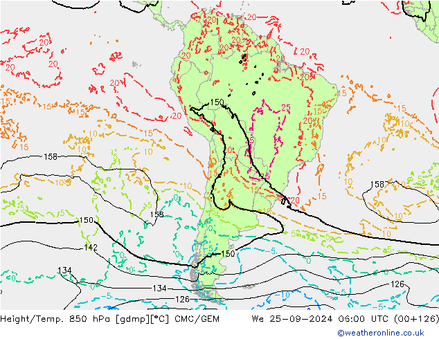 Height/Temp. 850 hPa CMC/GEM Mi 25.09.2024 06 UTC