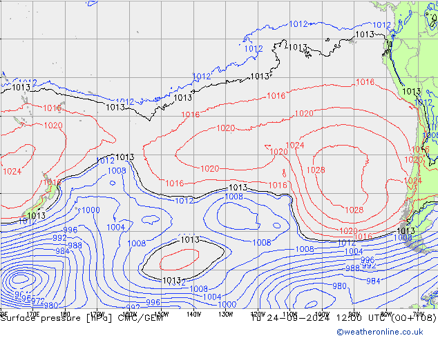 Pressione al suolo CMC/GEM mar 24.09.2024 12 UTC