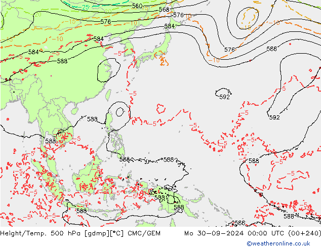 Height/Temp. 500 hPa CMC/GEM Mo 30.09.2024 00 UTC