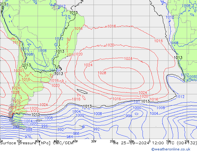 pressão do solo CMC/GEM Qua 25.09.2024 12 UTC