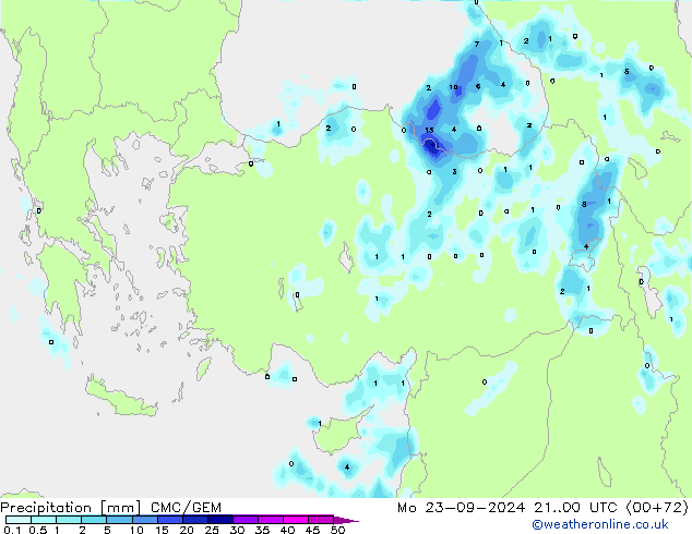 Precipitation CMC/GEM Mo 23.09.2024 00 UTC