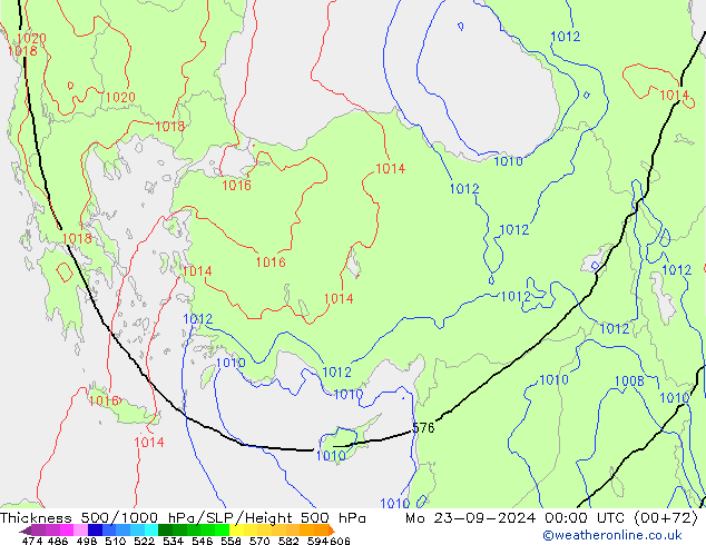 Theta-e 850hPa CMC/GEM  23.09.2024 00 UTC