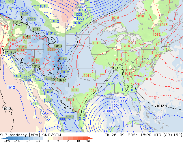 SLP tendency CMC/GEM Th 26.09.2024 18 UTC