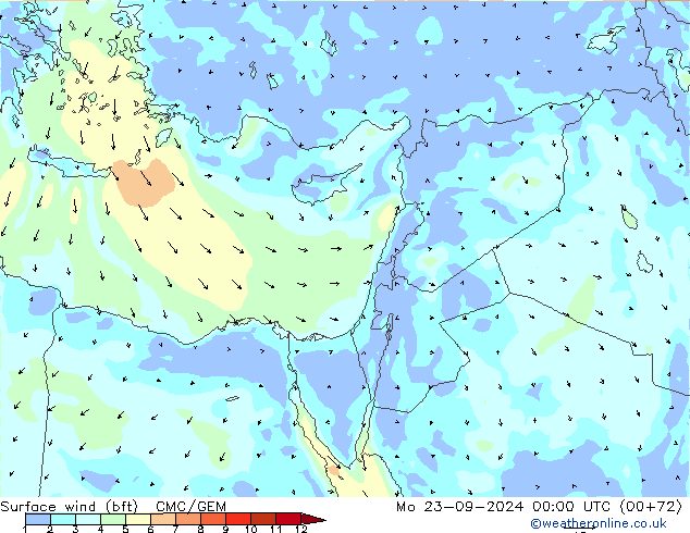  10 m (bft) CMC/GEM  23.09.2024 00 UTC