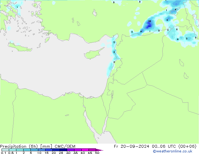 Précipitation (6h) CMC/GEM ven 20.09.2024 06 UTC