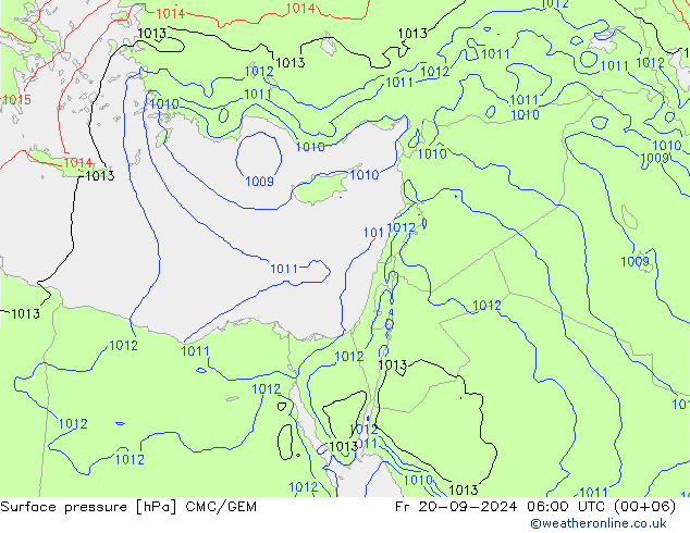 приземное давление CMC/GEM пт 20.09.2024 06 UTC