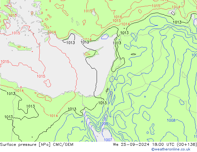 Luchtdruk (Grond) CMC/GEM wo 25.09.2024 18 UTC