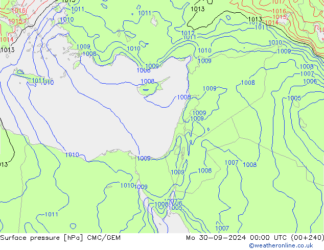 приземное давление CMC/GEM пн 30.09.2024 00 UTC