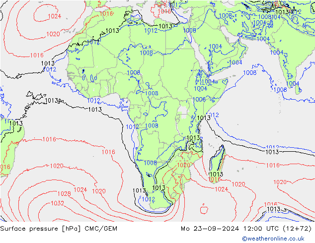 приземное давление CMC/GEM пн 23.09.2024 12 UTC