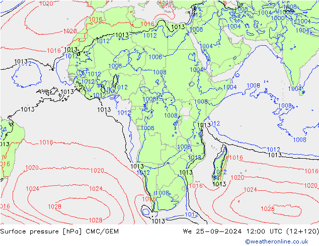 Surface pressure CMC/GEM We 25.09.2024 12 UTC