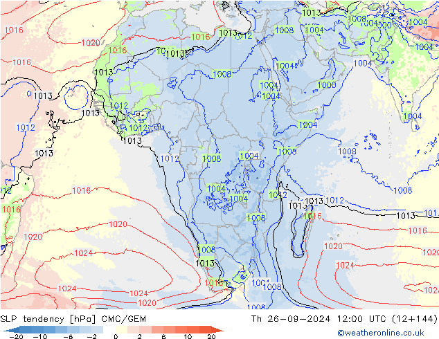 SLP tendency CMC/GEM Th 26.09.2024 12 UTC