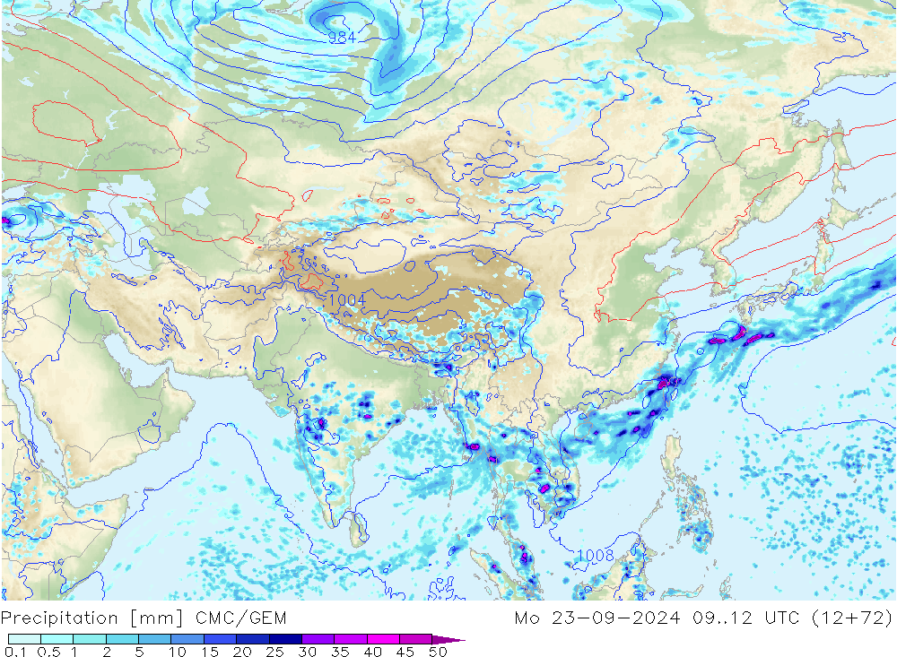 осадки CMC/GEM пн 23.09.2024 12 UTC