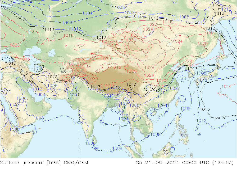 Luchtdruk (Grond) CMC/GEM za 21.09.2024 00 UTC