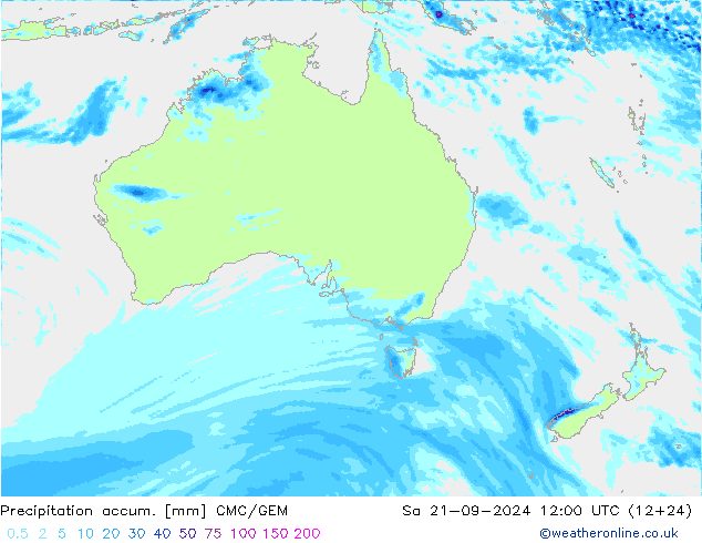 Precipitation accum. CMC/GEM Sa 21.09.2024 12 UTC