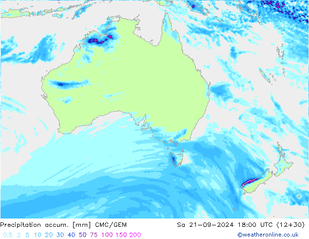 Precipitation accum. CMC/GEM sab 21.09.2024 18 UTC