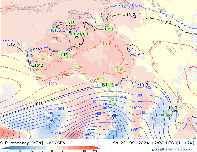 Tendance de pression  CMC/GEM sam 21.09.2024 12 UTC