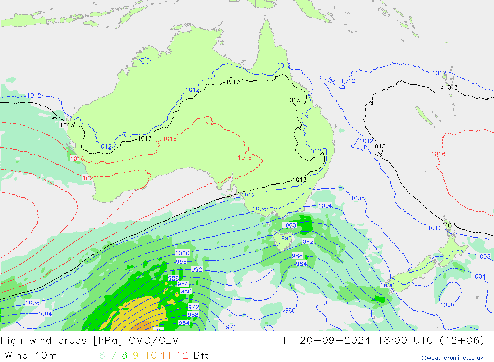 High wind areas CMC/GEM пт 20.09.2024 18 UTC