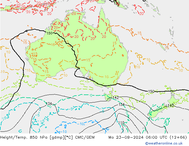 Height/Temp. 850 hPa CMC/GEM Mo 23.09.2024 06 UTC