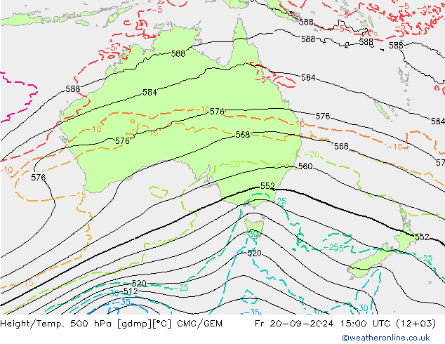 Height/Temp. 500 hPa CMC/GEM Fr 20.09.2024 15 UTC