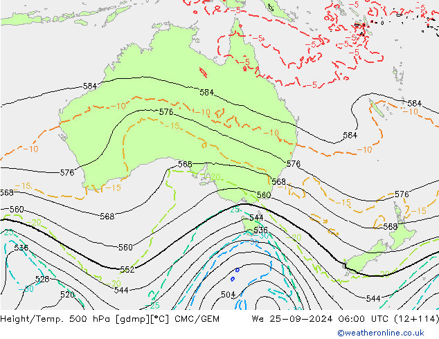 Height/Temp. 500 hPa CMC/GEM Mi 25.09.2024 06 UTC