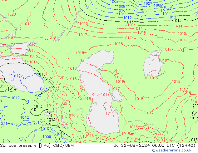 Surface pressure CMC/GEM Su 22.09.2024 06 UTC