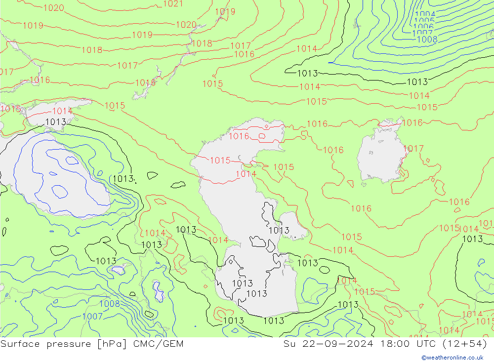 Luchtdruk (Grond) CMC/GEM zo 22.09.2024 18 UTC