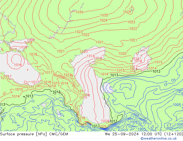 pressão do solo CMC/GEM Qua 25.09.2024 12 UTC